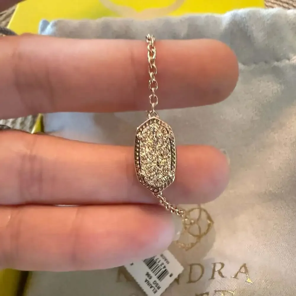 Kendra Scott Elaina Rose Gold Adjustable Chain Bracelet in Rose Gold Drusy